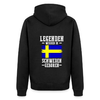 Skandinavien Schweden Schwede Schwedisch - Unisex Premium Bio Zip Hoodie - Schwarz - Hinten - Nico (187cm)