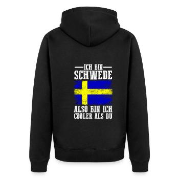 Skandinavien Schweden Schwede Schwedisch - Unisex Premium Bio Zip Hoodie - Schwarz - Hinten - Nico (187cm)