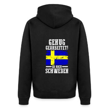 Skandinavien Urlaub Schwede Schweden - Unisex Premium Bio Zip Hoodie - Schwarz - Hinten - Nico (187cm)