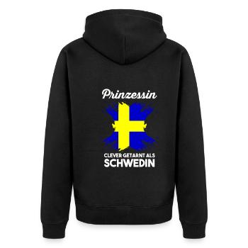 Prinzessin Skandinavien Schwede Schwedisch Schwede - Unisex Premium Bio Zip Hoodie - Schwarz - Hinten - Nico (187cm)