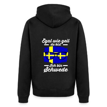Skandinavien Schwede Schwedisch Schweden - Unisex Premium Bio Zip Hoodie - Schwarz - Hinten - Nico (187cm)