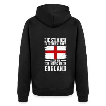 England Engländer Englisches - Unisex Premium Bio Zip Hoodie - Schwarz - Hinten - Nico (187cm)