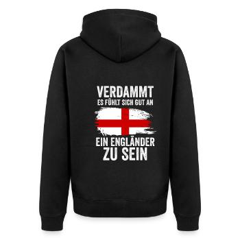 England Engländer Englisches - Unisex Premium Bio Zip Hoodie - Schwarz - Hinten - Nico (187cm)