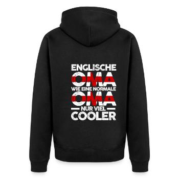 Engländerin Englandische Oma England - Unisex Premium Bio Zip Hoodie - Schwarz - Hinten - Nico (187cm)
