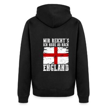 England Engländer Englisches - Unisex Premium Bio Zip Hoodie - Schwarz - Hinten - Nico (187cm)