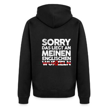 Englandische Wurzeln Engländer England - Unisex Premium Bio Zip Hoodie - Schwarz - Hinten - Nico (187cm)