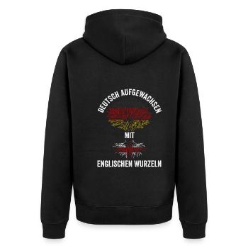 Deutschland Engländer Englisches England - Unisex Premium Bio Zip Hoodie - Schwarz - Hinten - Nico (187cm)