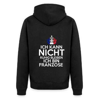 Frankreich Franzose Französisches - Unisex Premium Bio Zip Hoodie - Schwarz - Hinten - Nico (187cm)