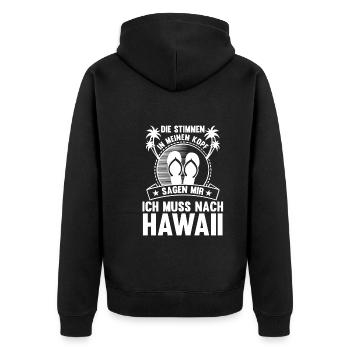 Die Stimmen in meinem Kopf sagen mir ich muss nach - Unisex Premium Bio Zip Hoodie - Schwarz - Hinten - Nico (187cm)