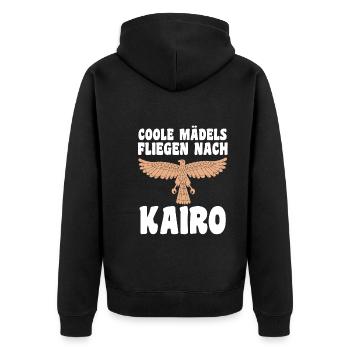 Coole Mädels fliegen nach Kairo - Unisex Premium Bio Zip Hoodie - Schwarz - Hinten - Nico (187cm)