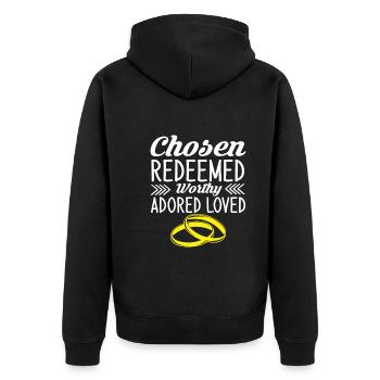 Heiraten - Unisex Premium Bio Zip Hoodie - Schwarz - Hinten - Nico (187cm)