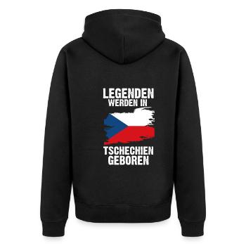 Tschechien Tscheche Tschechisches - Unisex Premium Bio Zip Hoodie - Schwarz - Hinten - Nico (187cm)