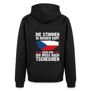 Tschechien Tscheche Tschechisches - Unisex Premium Bio Zip Hoodie - Schwarz - Hinten - Nico (187cm)