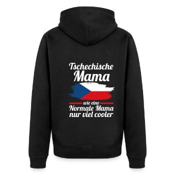 Tschechin Tschechische Mama Tschechien Mutter - Unisex Premium Bio Zip Hoodie - Schwarz - Hinten - Nico (187cm)