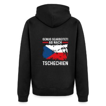 Urlaub Tscheche Tschechien - Unisex Premium Bio Zip Hoodie - Schwarz - Hinten - Nico (187cm)