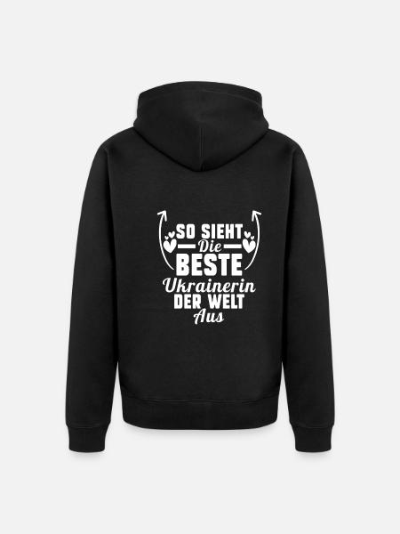 Ukraine Ukrainerin Ukrainisches - Unisex Premium Bio Zip Hoodie - Schwarz