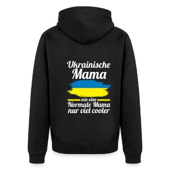 Ukrainerin Ukrainische Mama Ukraine Mutter - Unisex Premium Bio Zip Hoodie - Schwarz - Hinten - Nico (187cm)