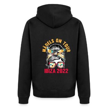 Mädels on Tour Ibiza 2022 - Unisex Premium Bio Zip Hoodie - Schwarz - Hinten - Nico (187cm)