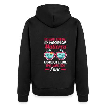 Es war einmal ein Mädchen das Mallorca wirklich li - Unisex Premium Bio Zip Hoodie - Schwarz - Hinten - Nico (187cm)