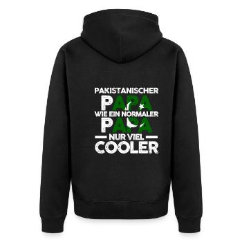 Pakistanischer Papa Vater Pakistaner Pakistan - Unisex Premium Bio Zip Hoodie - Schwarz - Hinten - Nico (187cm)