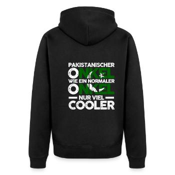 Pakistaner Onkel Pakistan - Unisex Premium Bio Zip Hoodie - Schwarz - Hinten - Nico (187cm)