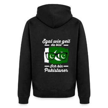 Pakistaner Pakistanisches Pakistan - Unisex Premium Bio Zip Hoodie - Schwarz - Hinten - Nico (187cm)