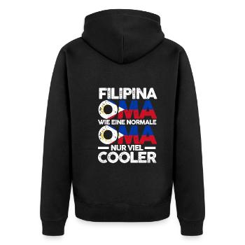 Filipina Philippinenische Oma Philippinen - Unisex Premium Bio Zip Hoodie - Schwarz - Hinten - Nico (187cm)