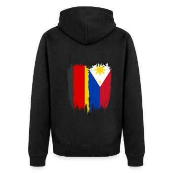 Deutschland Flagge Philippinen - Unisex Premium Bio Zip Hoodie - Schwarz - Hinten - Nico (187cm)