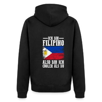 Philippinen Filipino Philippinisches - Unisex Premium Bio Zip Hoodie - Schwarz - Hinten - Nico (187cm)