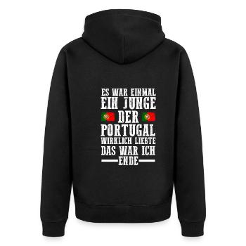 Portugal Portugiese Portugiesisches - Unisex Premium Bio Zip Hoodie - Schwarz - Hinten - Nico (187cm)