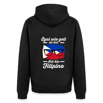 Filipino Philippinisches Philippinen - Unisex Premium Bio Zip Hoodie - Schwarz - Hinten - Nico (187cm)