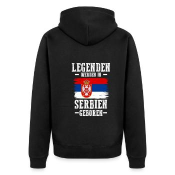Serbien Serbe Serbisches - Unisex Premium Bio Zip Hoodie - Schwarz - Hinten - Nico (187cm)