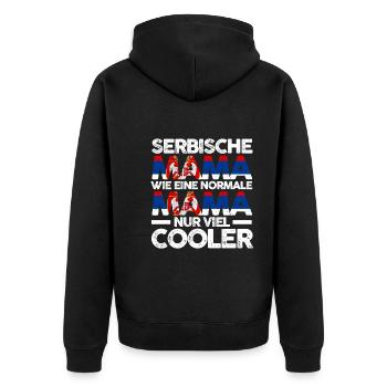 Serbin Serbische Mama Serbien Mutter - Unisex Premium Bio Zip Hoodie - Schwarz - Hinten - Nico (187cm)