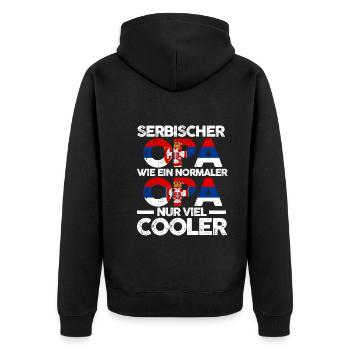 Serbischer Opa Serbe Serbien - Unisex Premium Bio Zip Hoodie - Schwarz - Hinten - Nico (187cm)