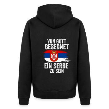 Serbien Serbe Serbisches - Unisex Premium Bio Zip Hoodie - Schwarz - Hinten - Nico (187cm)