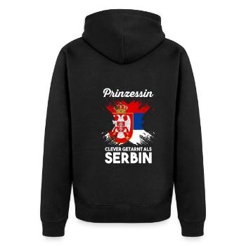 Prinzessin Serbe Serbisches Serbien - Unisex Premium Bio Zip Hoodie - Schwarz - Hinten - Nico (187cm)