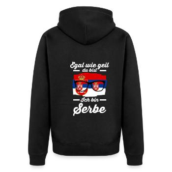 Serbe Serbisches Serbien - Unisex Premium Bio Zip Hoodie - Schwarz - Hinten - Nico (187cm)