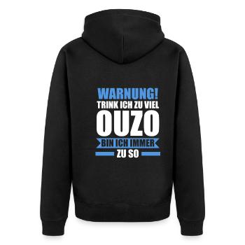 Saufspruch Griechenland Ouzo - Unisex Premium Bio Zip Hoodie - Schwarz - Hinten - Nico (187cm)