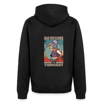 Viking - Unisex Premium Organic Zip Hoodie - black - Back - Nico (187cm)