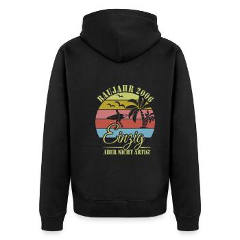 Geburtstag 2006 - Unisex Premium Bio Zip Hoodie - Schwarz - Hinten - Nico (187cm)