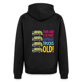 Camion à ordures garçon d’anniversaire 4 - Veste à capuche bio Premium Unisexe - noir - Dos - Nico (187cm)