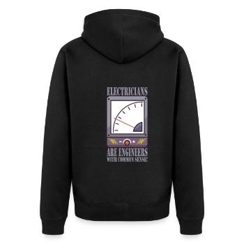 Electrician - Unisex Premium Organic Zip Hoodie - black - Back - Nico (187cm)
