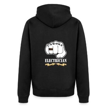 Electrician - Unisex Premium Organic Zip Hoodie - black - Back - Nico (187cm)