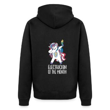 electrician - Unisex Premium Organic Zip Hoodie - black - Back - Nico (187cm)