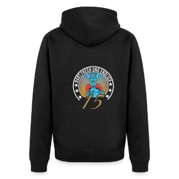 15. Geburtstag - Unisex Premium Bio Zip Hoodie - Schwarz - Hinten - Nico (187cm)