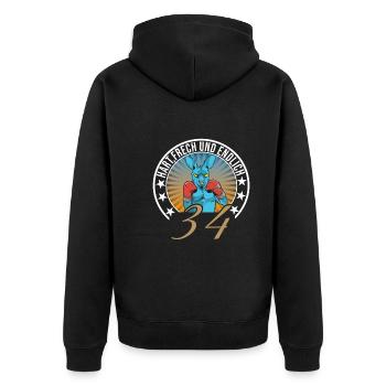 34. Geburtstag - Unisex Premium Bio Zip Hoodie - Schwarz - Hinten - Nico (187cm)