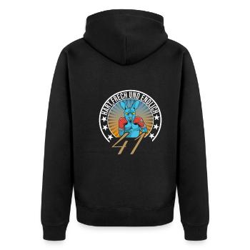 41. Geburtstag - Unisex Premium Bio Zip Hoodie - Schwarz - Hinten - Nico (187cm)