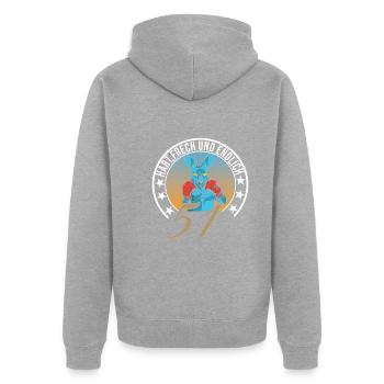 51. Geburtstag - Unisex Premium Bio Zip Hoodie - Grau meliert - Hinten - Nico (187cm)
