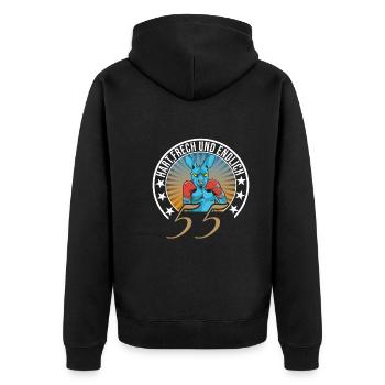 55. Geburtstag - Unisex Premium Bio Zip Hoodie - Schwarz - Hinten - Nico (187cm)