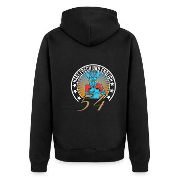 54. Geburtstag - Unisex Premium Bio Zip Hoodie - Schwarz - Hinten - Nico (187cm)